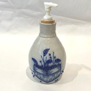 Salmon Falls Stoneware Blueberry Basket Soap Dispenser Signed 1995 Dover NH READ